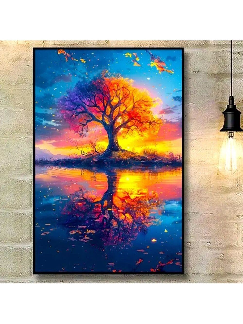 Enchanted Tree of Light Canvas Print - Dreamy Sunset Reflection Wall Art